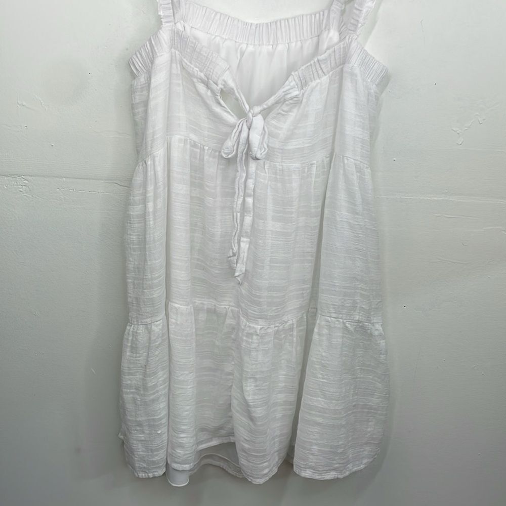Altar’d State White Ruffled Strap Tired Dress cotton size Large - Picture 7 of 10